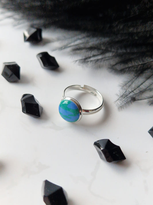 Blue and Green Adjustable Ring
