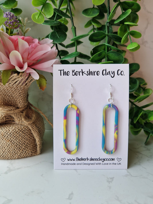 Multi Coloured Oval Dangle Earrings Design 2