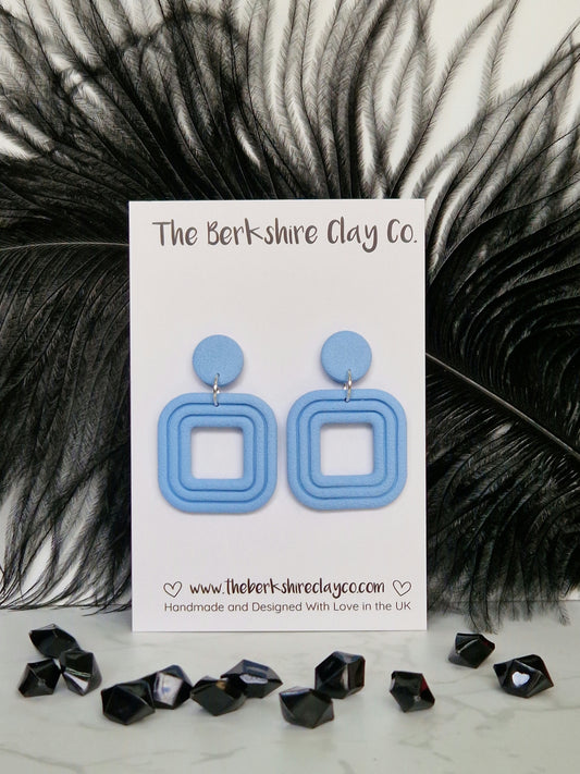 Nested Square Stud Dangle Earrings